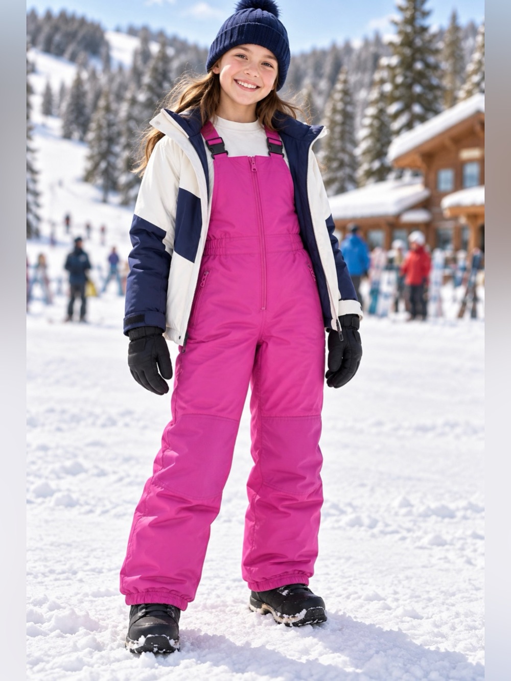 Lands' End Bright Pink Insulated Ski Bib One-Piece